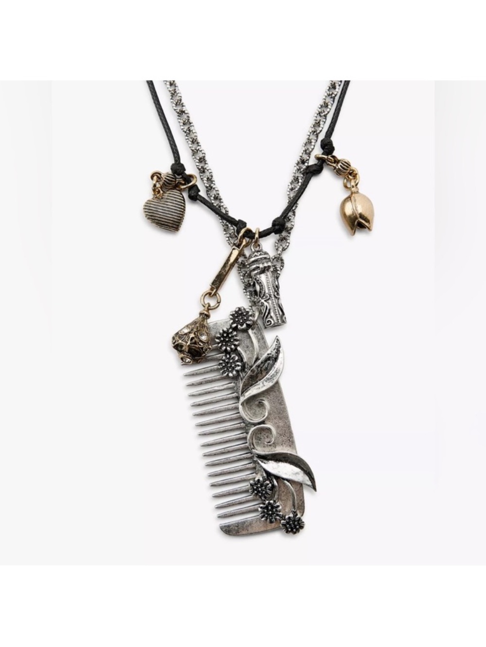 2-PACK COMB CHARM NECKLACES
SILVER 0/4736/345/808/03